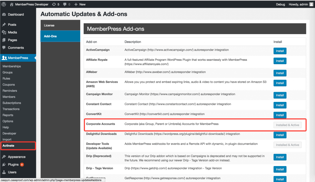 MemberPress Corporate Accounts Addon