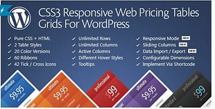 CSS3 Responsive WordPress Compare Pricing Tables