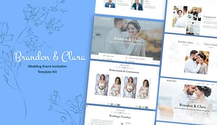 Brandon & Clara - Wedding Event Invitation Elementor Template Kit