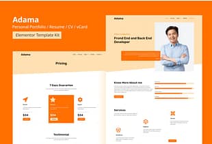 Adama - Personal Portfolio & Resume Elementor Template Kit