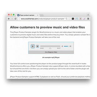 WooCommerce jPlayer Product Sampler
