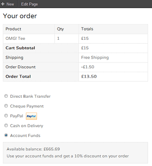 WooCommerce Account Funds