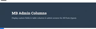 Meta Box Admin Columns