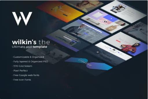 Wilkins - Website Builder Muti-Purpose PSD Templat
