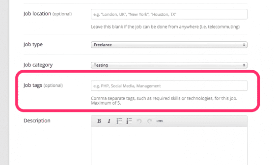WP Job Manager Job Tags Addon