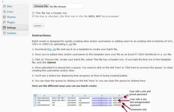 WPMU DEV Batch Create
