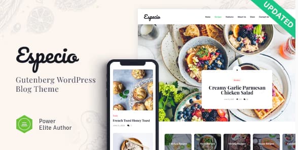 Especio | Personal Gutenberg Food Blog WordPress Theme