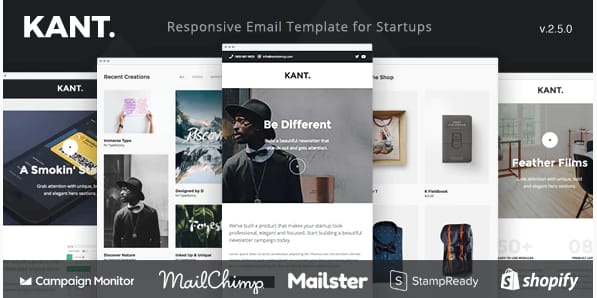 Kant - Responsive Email for Startups: 50+ Sections + MailChimp + Mailster + Shopify Notifications
