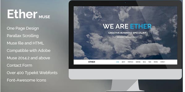Ether - One Page Multipurpose MUSE Template