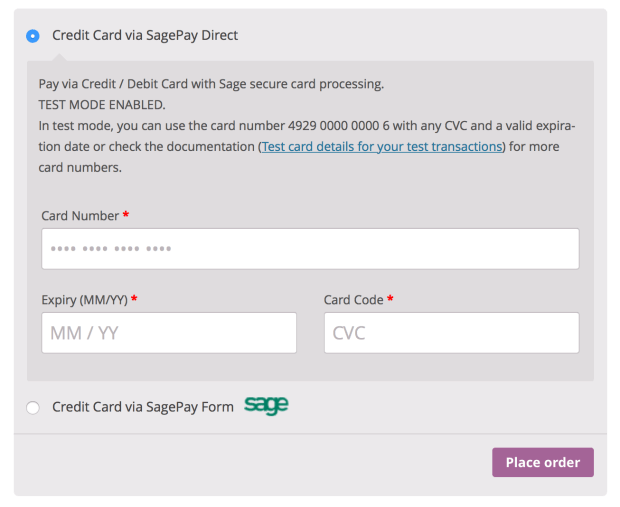 WooCommerce SagePay Form / SagePay Direct