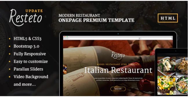 Resteto - One-page Restaurant