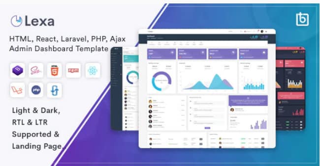 Lexa - Bootstrap 4, React, Laravel, Ajax & PHP Admin Dashboard Template