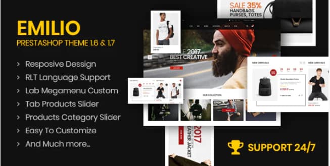 Emilio Responsive PrestaShop 1.6 & 1.7, Electronic ,Fashion, Shopping - Multi Store (6 Homes)