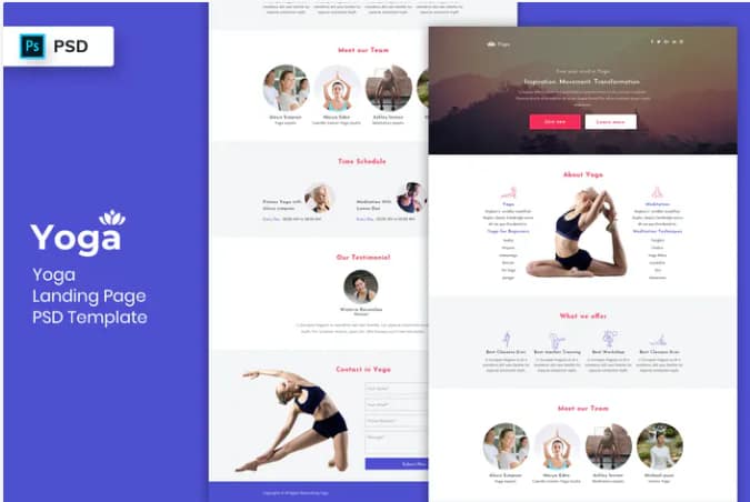 Yoga - Landing Page PSD Template-