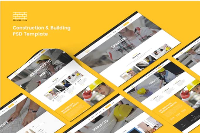 Construction building psd template