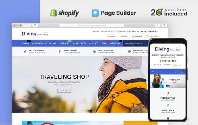Diving Travel Accessories Store Shopify Theme