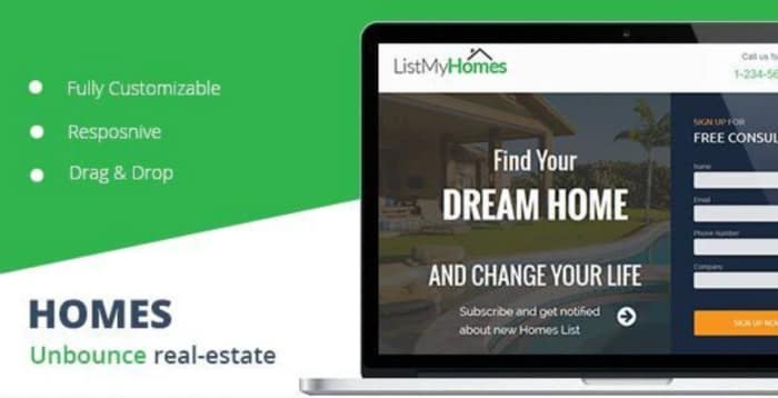 Homes Realestate unbounce Landing