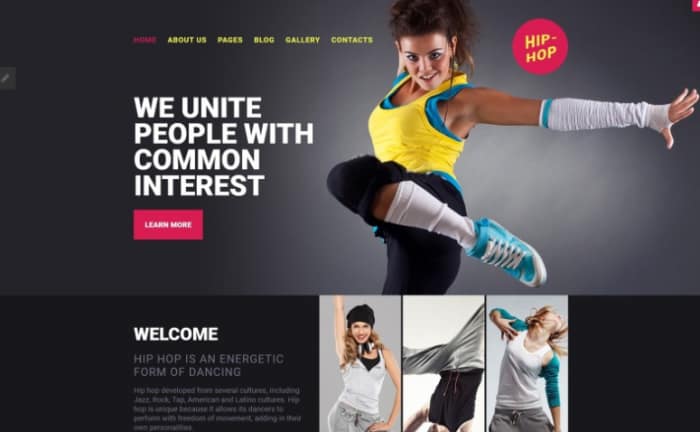 Hip-Hop - Dance Studio Responsive Joomla Template