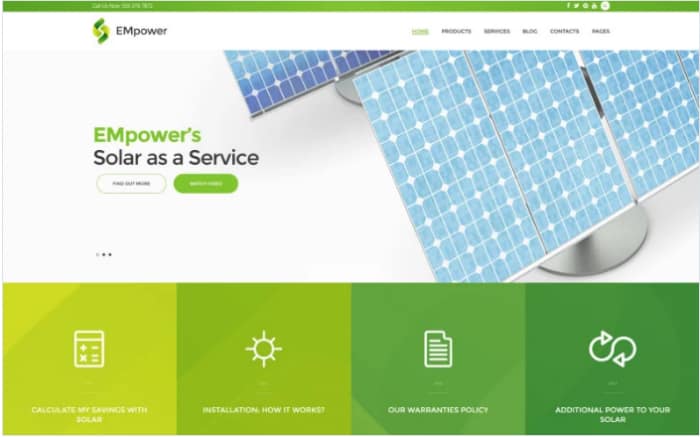 EMpower - Solar & Renewable Energy WordPress Theme