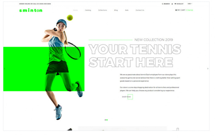 Sminton - Tennis Store Clean Shopify Theme