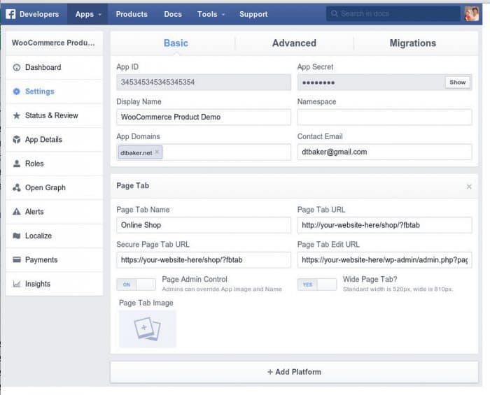 Woocommerce Facebook Tab