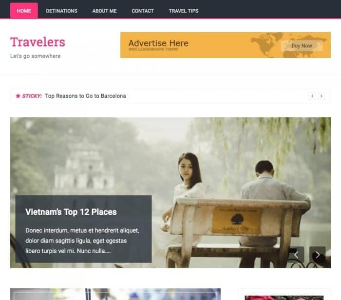 FameThemes Travelers Pro WordPress Theme