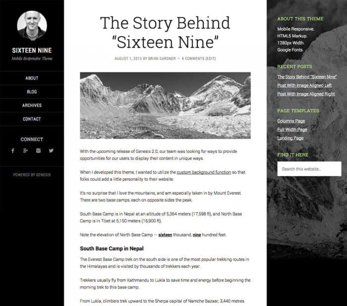 StudioPress Sixteen Nine Pro Genesis WordPress Theme