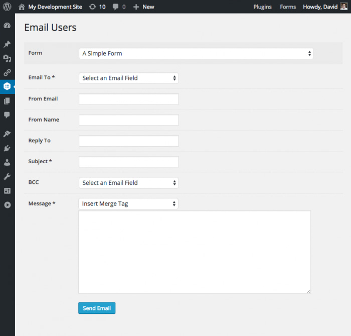 Gravity Perks Email Users Plugin