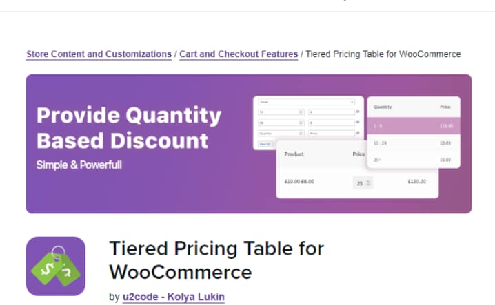 Tiered Pricing Table for WooCommerce